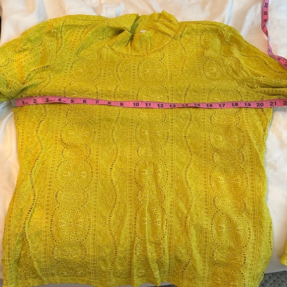 🌼 Anthropologie Daily Practice Lace Mock Neck Top in Lime size XL 14 16 - Picture 12 of 12